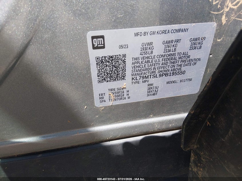 CHEVROLET TRAILBLAZER 2023 VIN KL79MTSL9PB195550
