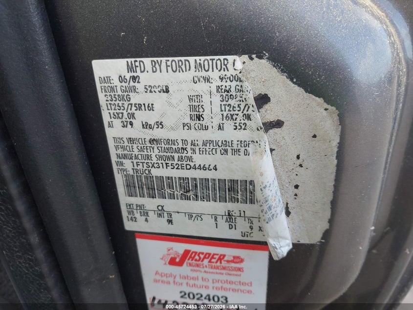 2002 FORD F-350 auction photo 8