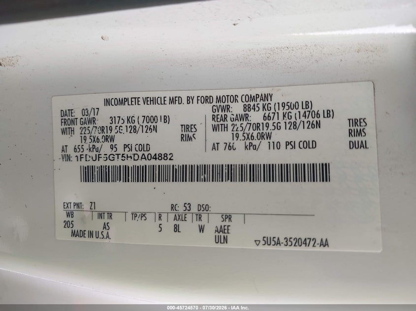 2017 FORD F-550 CHASSIS auction photo 8