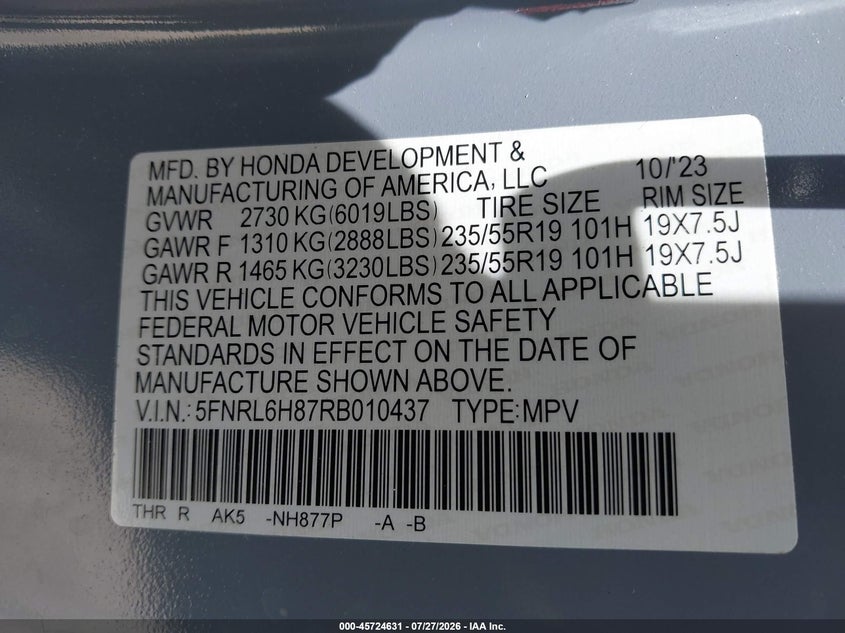 2024 HONDA ODYSSEY TOURING · Фото 9