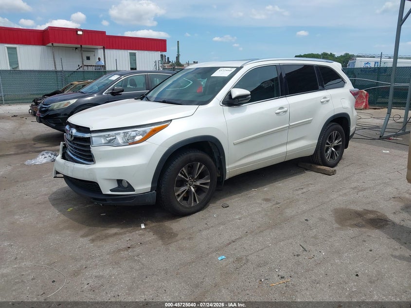 Vin: 5tdjkrfh3gs282545, lot: 46223739, toyota highlander xle v6 20162