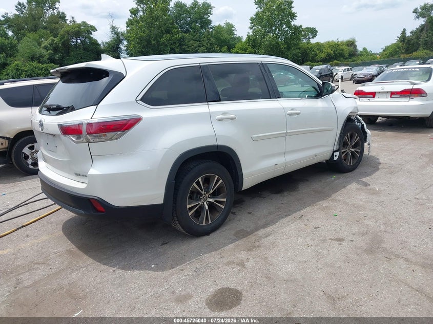 Vin: 5tdjkrfh3gs282545, lot: 46223739, toyota highlander xle v6 20164