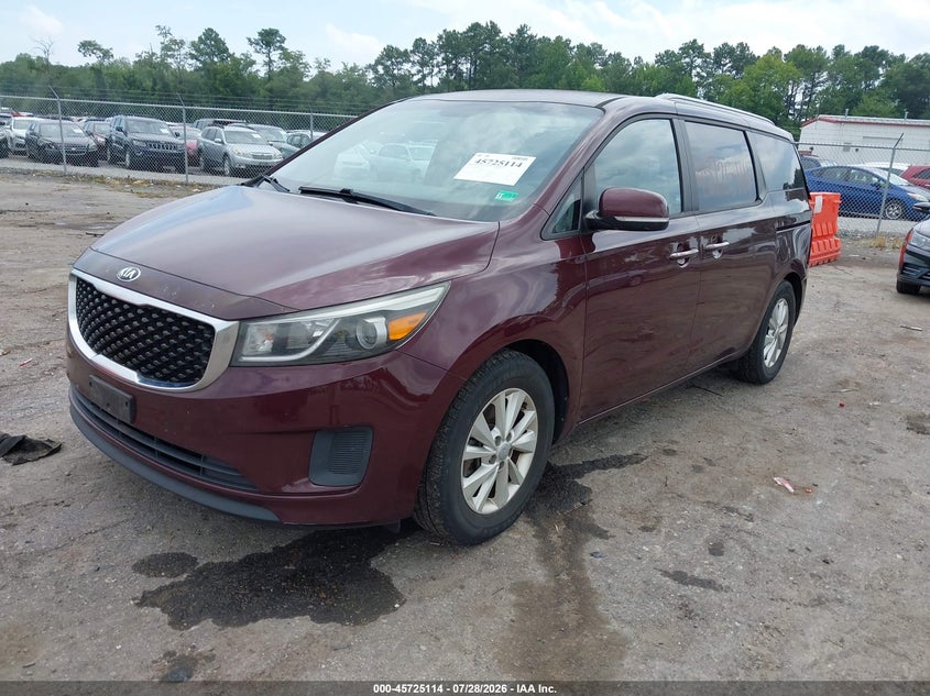 Vin: kndmb5c15g6085776, lot: 46223813, kia sedona lx 20162