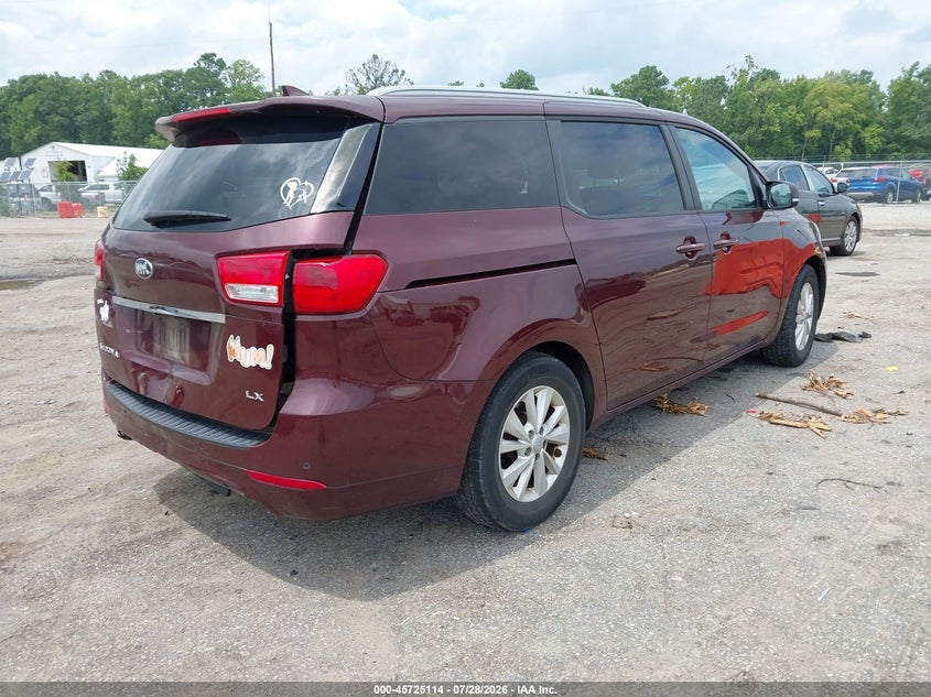 Vin: kndmb5c15g6085776, lot: 46223813, kia sedona lx 20164