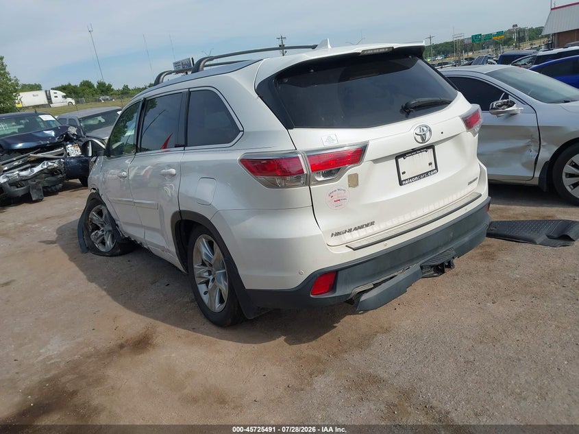 Vin: 5tdykrfh3es025638, lot: 46224190, toyota highlander limited v6 20143