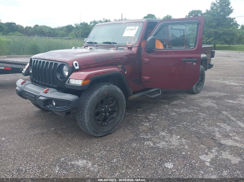 Vin: 1c6hjtag8nl128447, lot: 46224571, jeep gladiator willys 4x4 20222