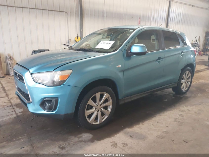 Vin: 4a4ap3au3de002488, lot: 46224702, mitsubishi outlander sport es 20132