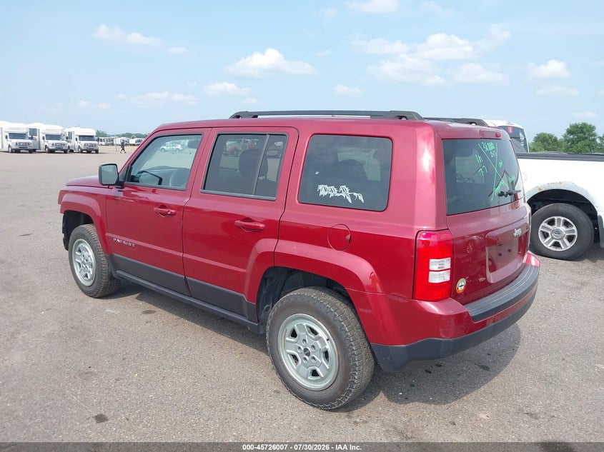 Vin: 1c4njpbb4gd575327, lot: 46224705, jeep patriot sport 20163