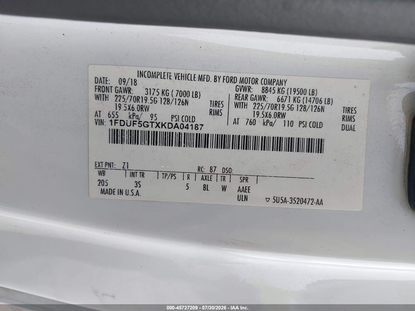 2019 FORD F-550 CHASSIS auction photo 8