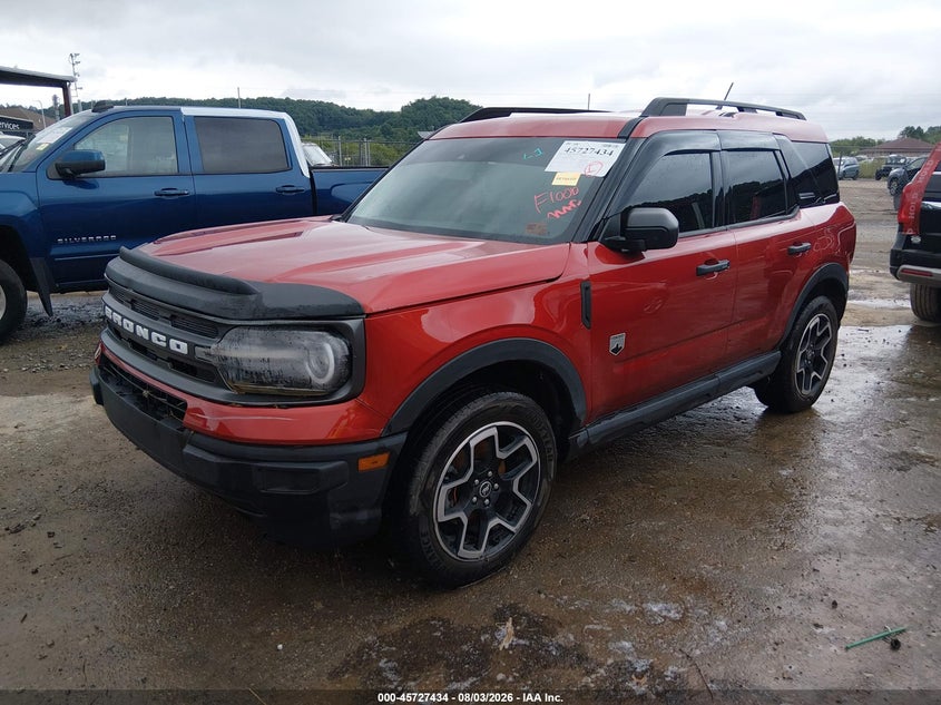 Vin: 3fmcr9b60nrd77178, lot: 46226133, ford bronco sport big bend 20222