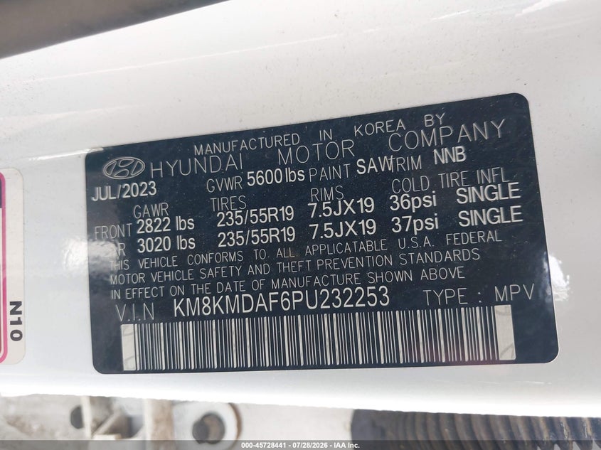 HYUNDAI IONIQ 5 2023 VIN KM8KMDAF6PU232253