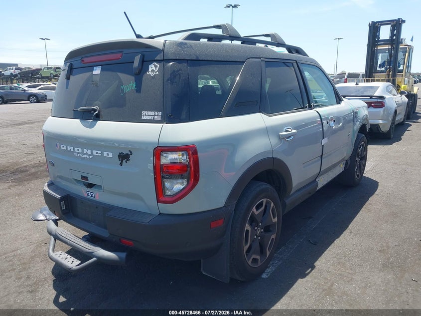 Vin: 3fmcr9c65nrd87946, lot: 46227165, ford bronco sport outer banks 20224
