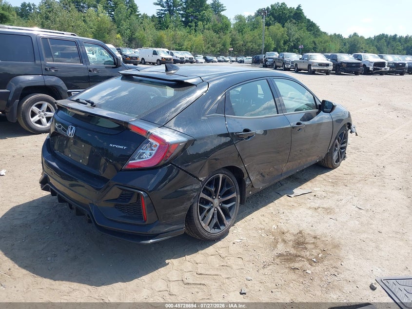 Vin: shhfk7g41mu203362, lot: 46227393, honda civic sport 20214