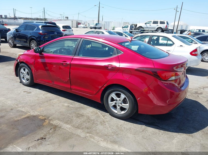 Vin: kmhdh4ae8eu161090, lot: 46227973, hyundai elantra se 20143