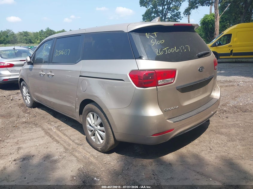 Vin: kndmb5c16h6219289, lot: 46228214, kia sedona lx 20173