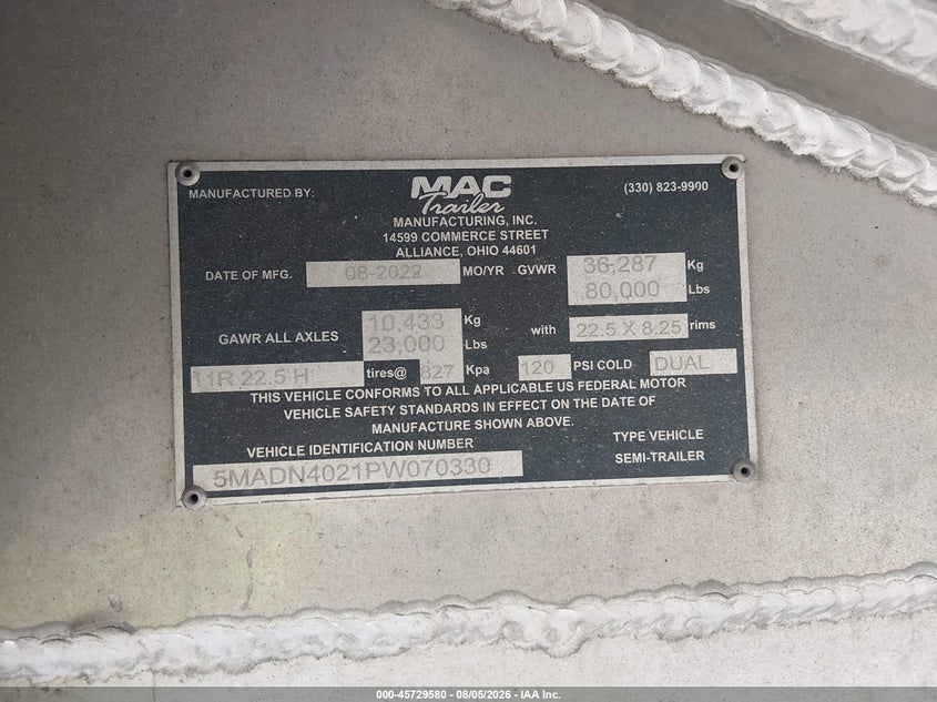 2023 MAC TRAILER MFG END DUMP auction photo 8