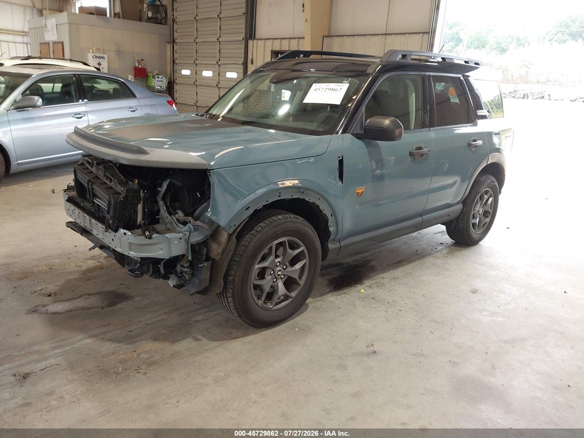 Vin: 3fmcr9d95mrb07966, lot: 46228561, ford bronco sport badlands 20212