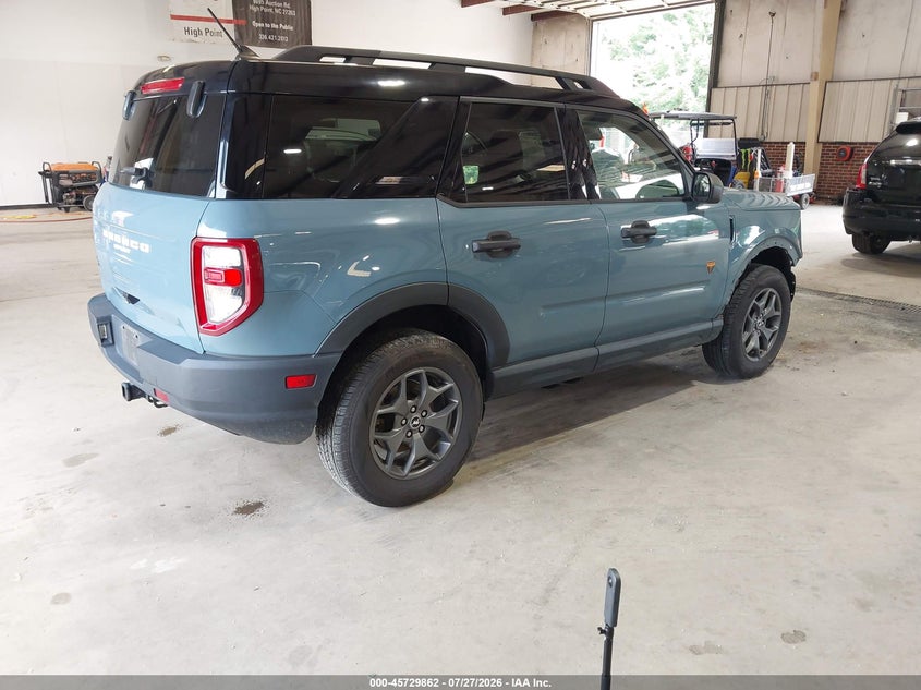Vin: 3fmcr9d95mrb07966, lot: 46228561, ford bronco sport badlands 20214