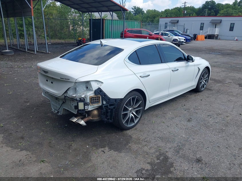 Vin: kmtg44la0mu075439, lot: 46228641, genesis g70 2.0t awd 20214