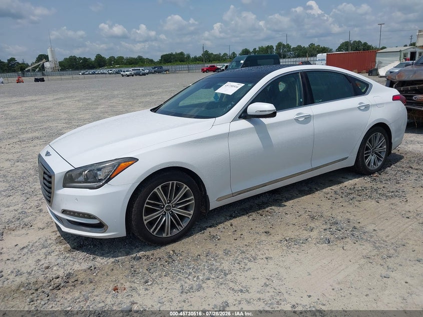 Vin: kmhgn4je9ju224763, lot: 46229215, genesis g80 3.8 20182