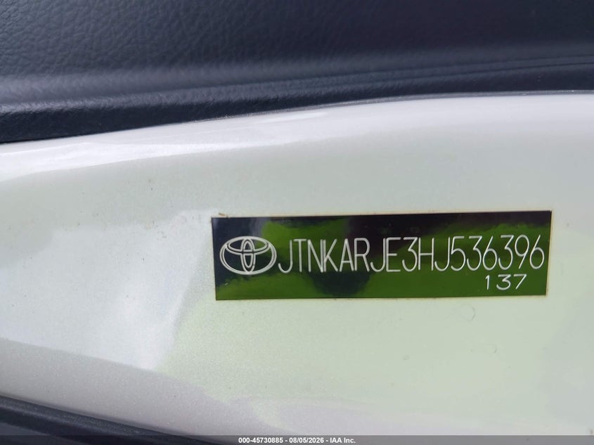 TOYOTA COROLLA IM 2017 VIN JTNKARJE3HJ536396