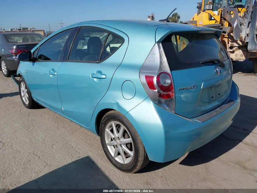 Vin: jtdkdtb39d1035836, lot: 46229704, toyota prius c three 20133