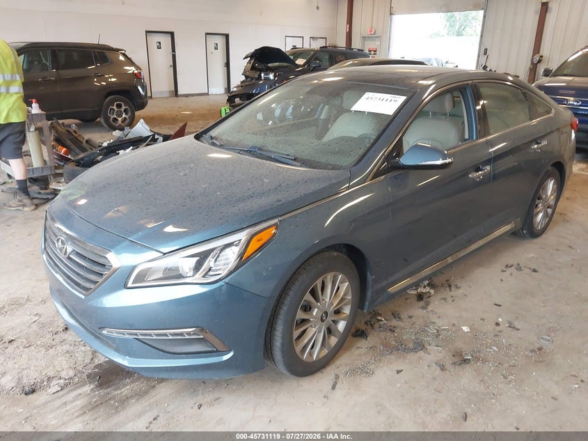 2015 Hyundai Sonata, Правий зад, IAAI, VIN 5NPE34AF7FH249544 — фото 2