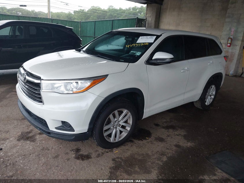 Vin: 5tdzarfh2fs009505, lot: 46229905, toyota highlander le 20152