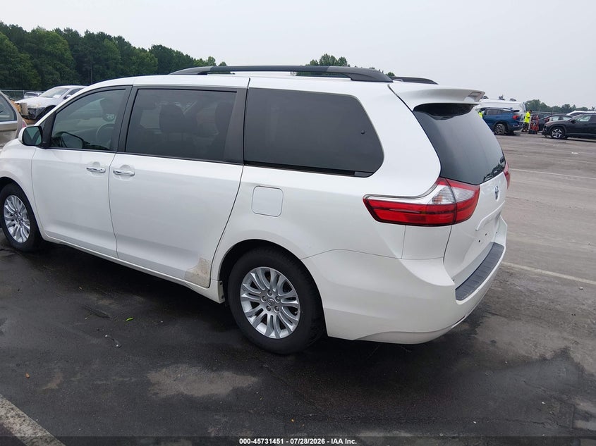 Vin: 5tdyk3dc9fs541220, lot: 46230150, toyota sienna xle 8 passenger 20153