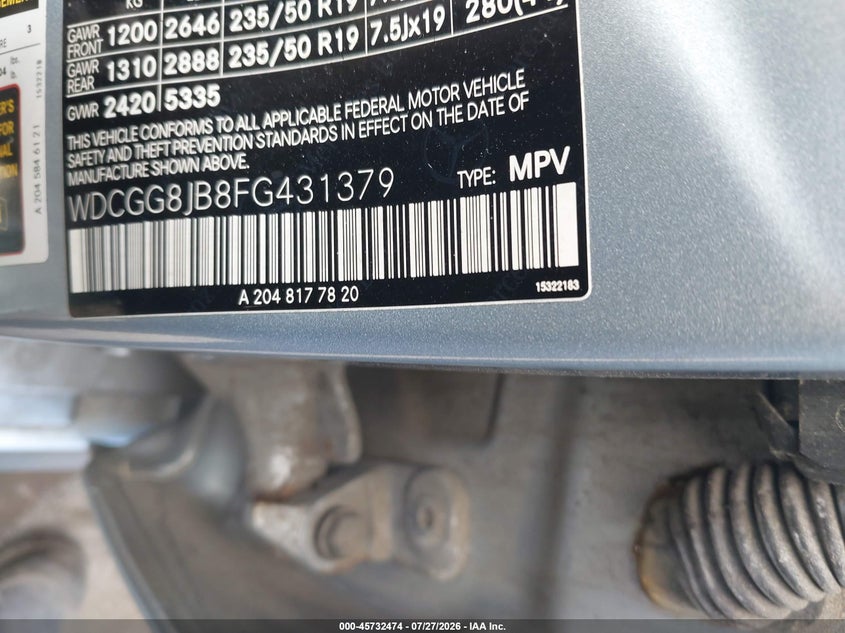 2015 MERCEDES-BENZ GLK 350 auction photo 8