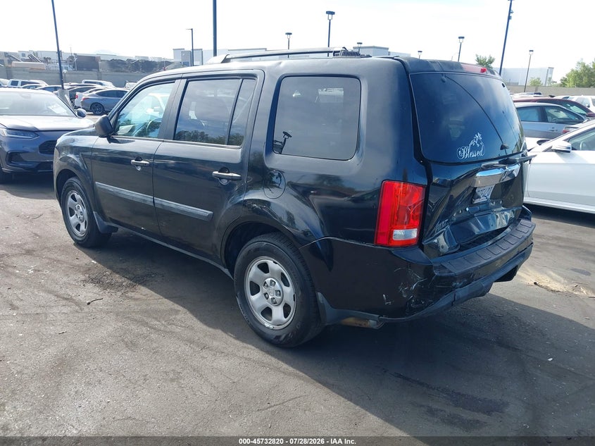 Vin: 5fnyf3h28db036809, lot: 46231519, honda pilot lx 20133