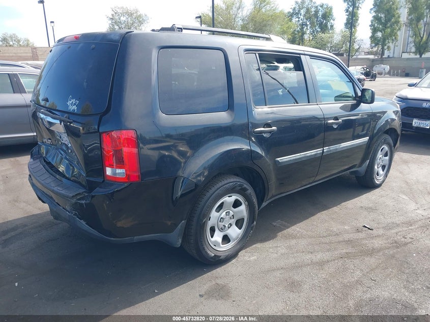 Vin: 5fnyf3h28db036809, lot: 46231519, honda pilot lx 20134