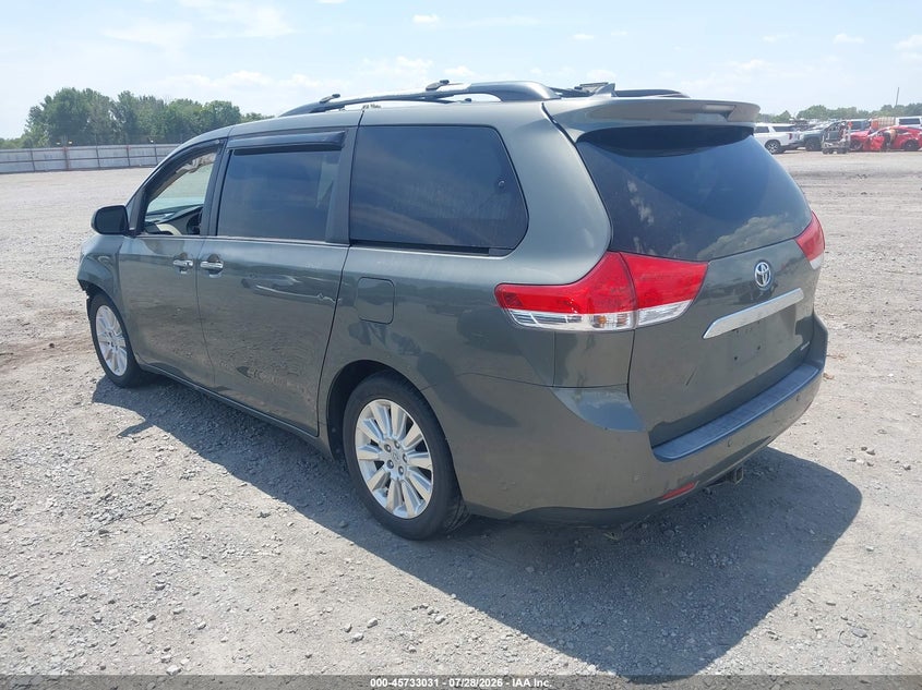Vin: 5tdyk3dc9bs100407, lot: 46231730, toyota sienna limited v6 20113