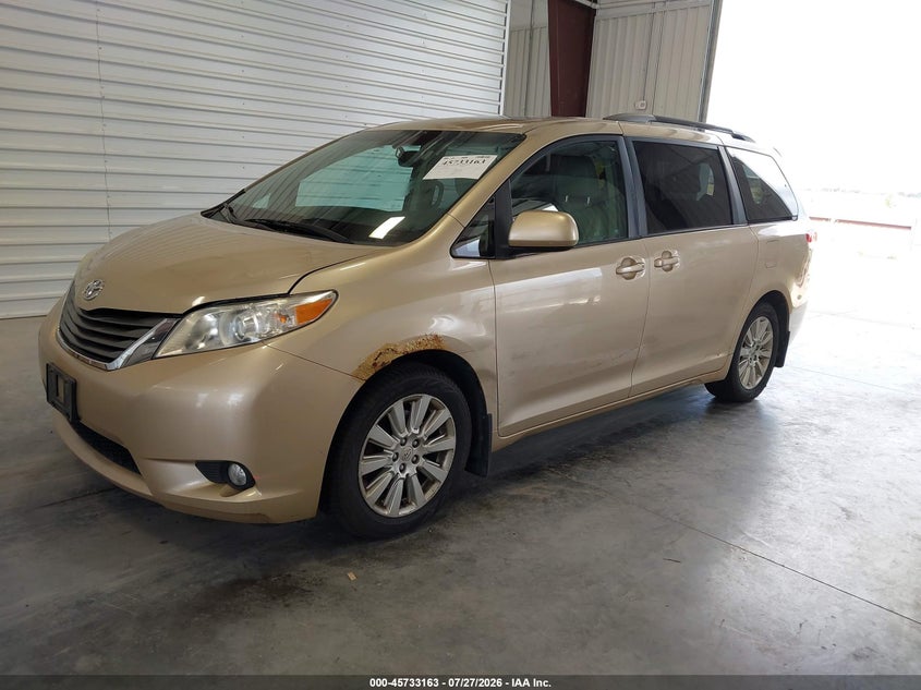 Vin: 5tdyk3dc9bs047014, lot: 46231862, toyota sienna xle 7 passenger 20112