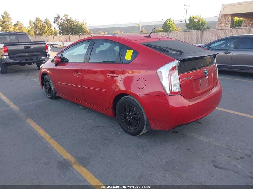 Vin: jtdkn3du1c5499942, lot: 46233107, toyota prius three 20123