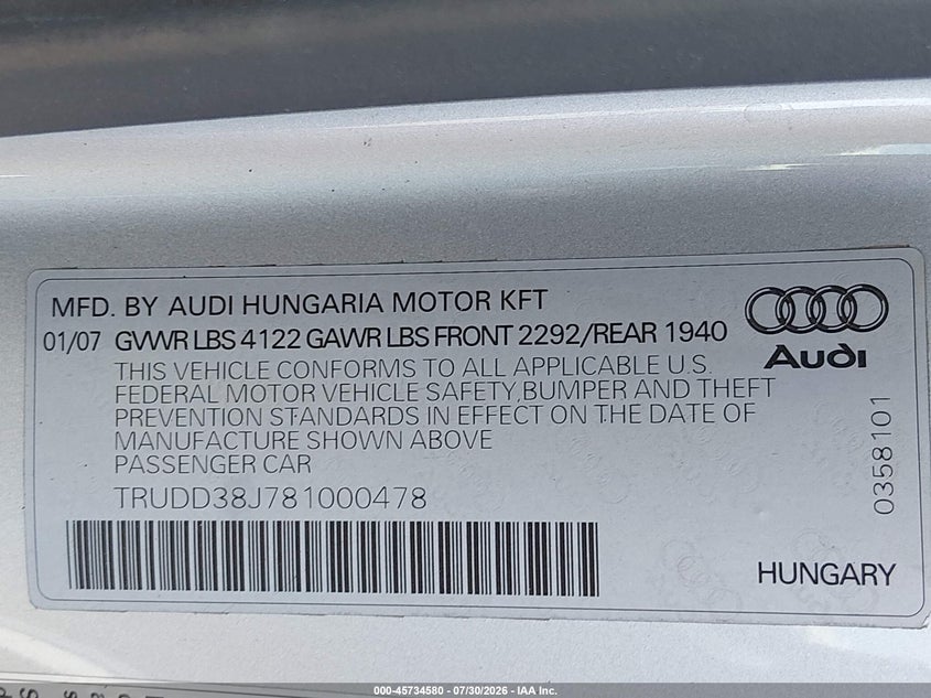 2008 AUDI TT 3.2 · Фото 9