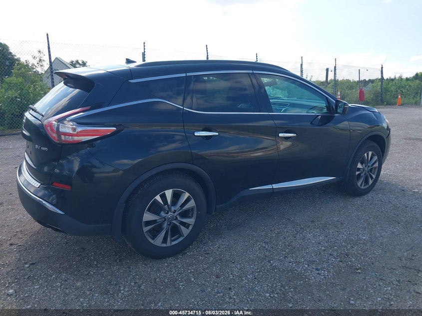 Vin: 5n1az2mh1gn126611, lot: 46233419, nissan murano sv 20164