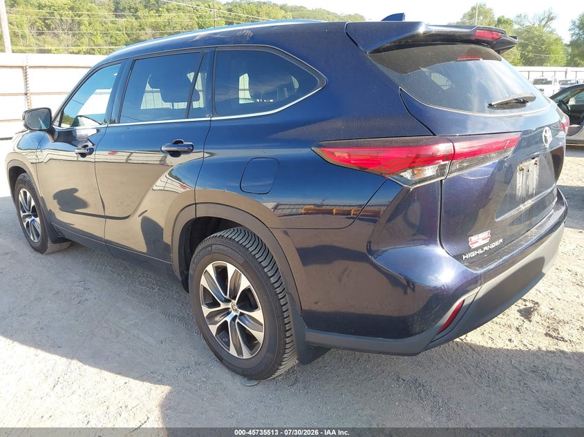 Vin: 5tdgzrbh7ls008609, lot: 46234217, toyota highlander xle 20203