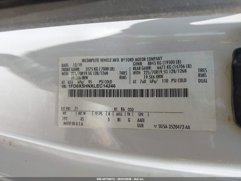 2020 FORD F-550 CHASSIS auction photo 8