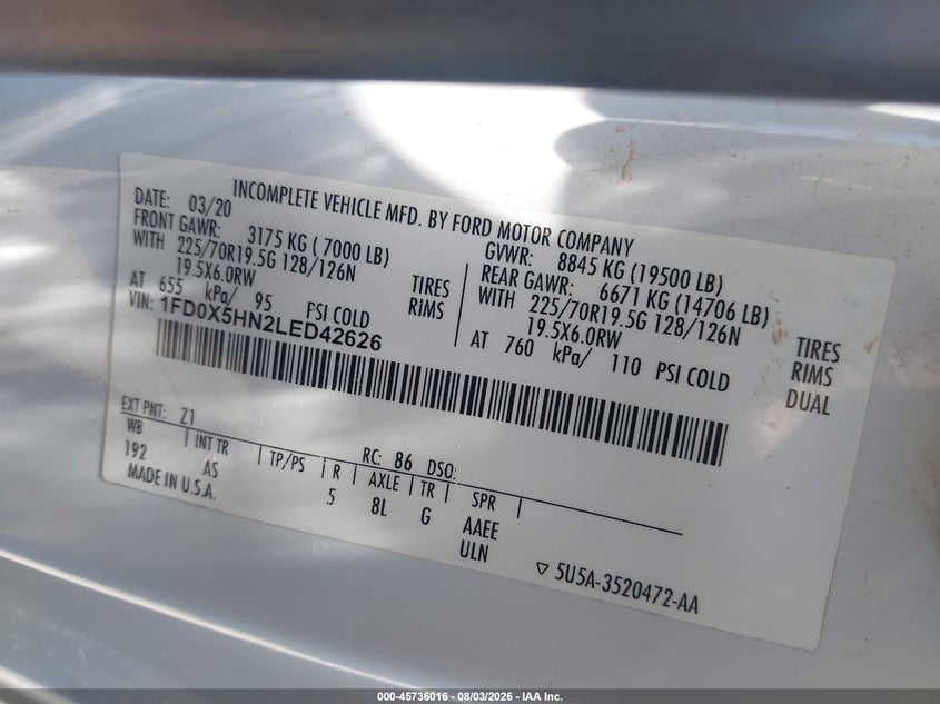 2020 FORD F-550 CHASSIS auction photo 8