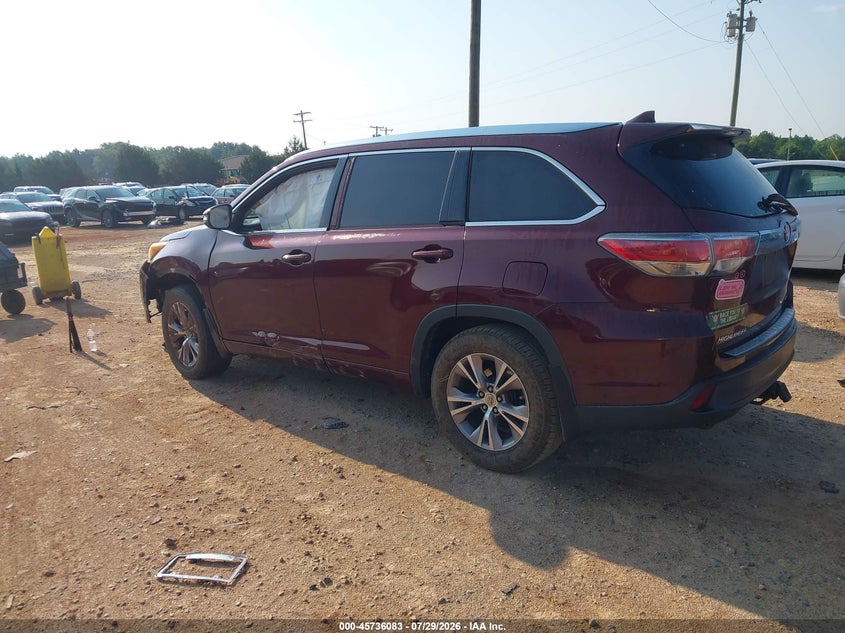 Vin: 5tdjkrfh2es014146, lot: 46234787, toyota highlander xle v6 20143
