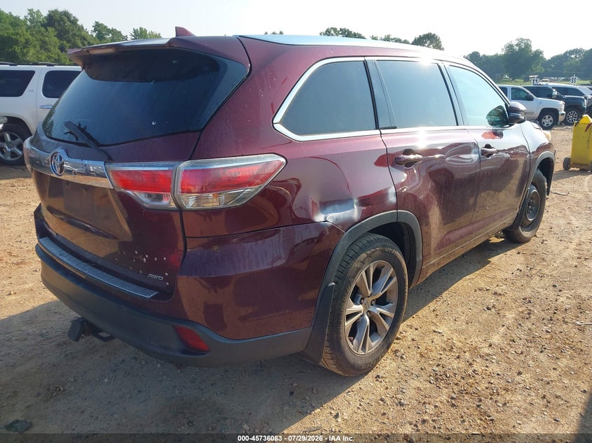 Vin: 5tdjkrfh2es014146, lot: 46234787, toyota highlander xle v6 20144