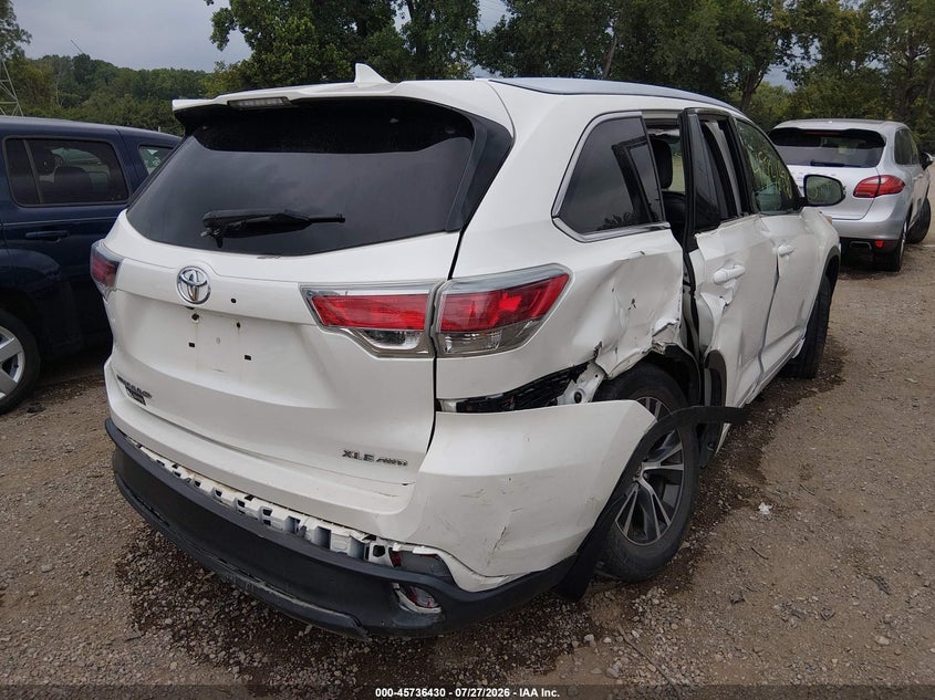 Vin: 5tdjkrfh9gs261506, lot: 46235134, toyota highlander xle v6 20164