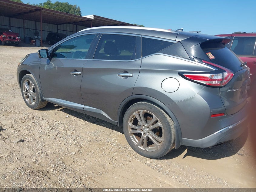 Vin: 5n1az2mg0fn285691, lot: 46235367, nissan murano platinum/s/sl/sv 20153