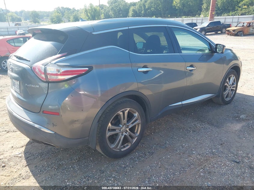 Vin: 5n1az2mg0fn285691, lot: 46235367, nissan murano platinum/s/sl/sv 20154