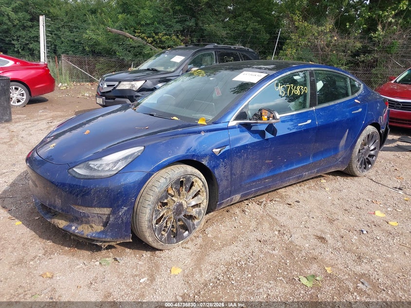 2020 Tesla Model 3, Front & Rear, IAAI, VIN 5YJ3E1EC2LF641194 — photo 2