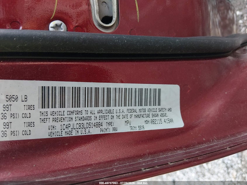 JEEP CHEROKEE 2020 VIN 1C4PJLCB3LD514884