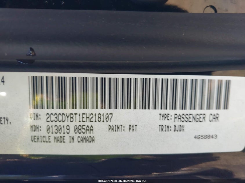 DODGE CHALLENGER 2014 VIN 2C3CDYBT1EH218107