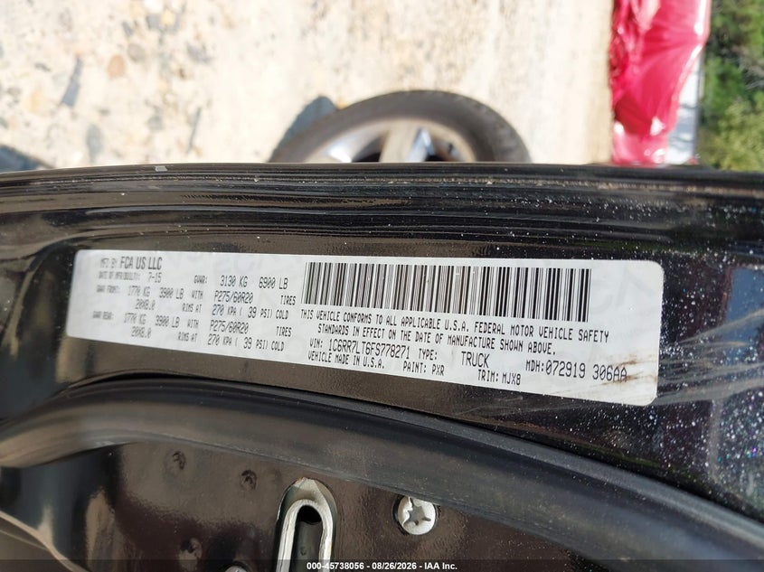 RAM 1500 2015 VIN 1C6RR7LT6FS778271