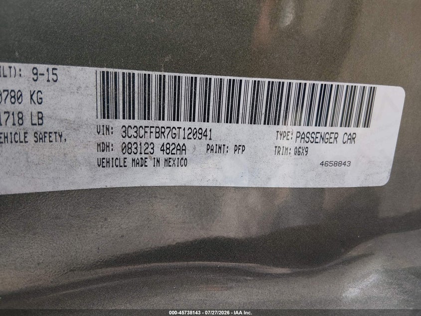 2016 FIAT 500 HATCHBACK 1.4L I-4 VVT, 101HP